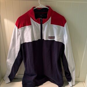 Vineyard Vines Red, White, and Navy Quarter-Zip Pullover